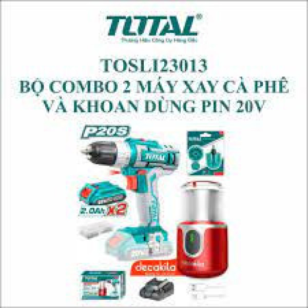Bộ combo 2 máy xay cà phê và khoan dùng pin 20V Total TOSLI23013