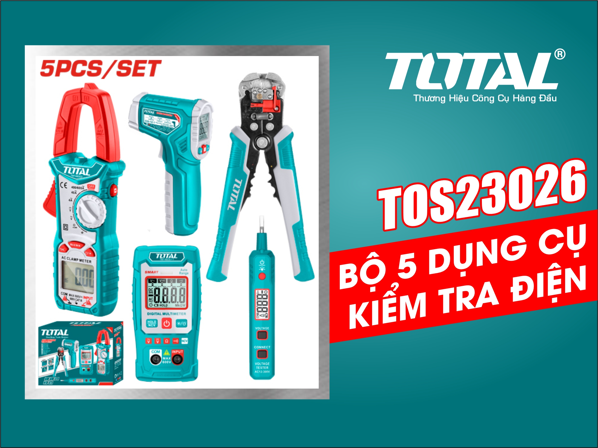 Bộ 5 dụng cụ kiểm tra điện TOTAL TOS23026