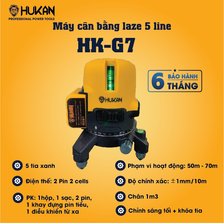 Máy cân bằng laser 5 line Hukan HK- G7 ( Không kèm chân )