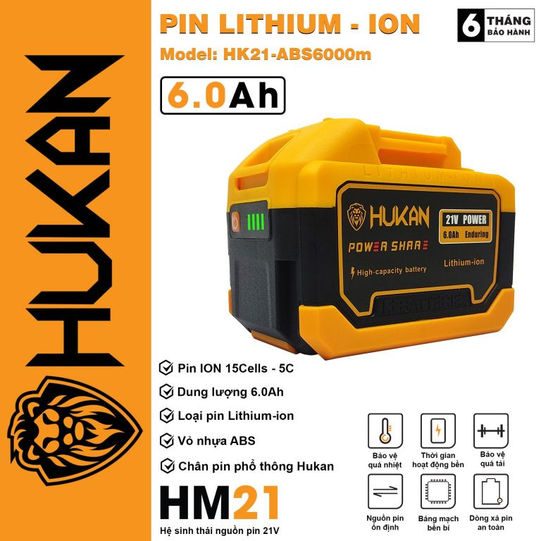 Pin ION 15Cells – 5C Hukan HK21-ABS6000