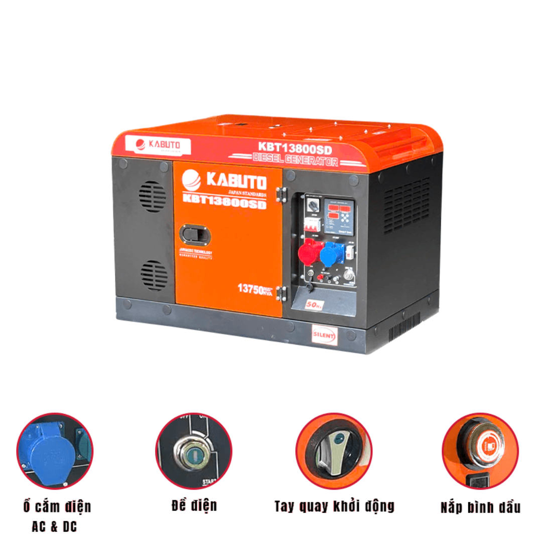 Máy phát điện diesel 3 pha 13.75kVA Kabuto KBT13800SD