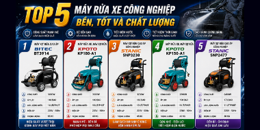 Top 5 máy rửa xe công nghiệp bền, tốt và chất lượng