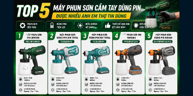 Top 5 máy phun sơn cầm tay dùng pin được nhiều anh em thợ tin dùng