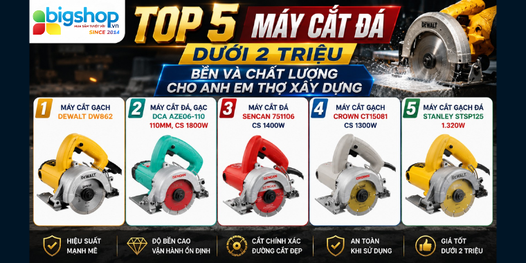 Top 5 máy cắt đá dưới 2 triệu bền và chất lượng cho anh em thợ xây dựng