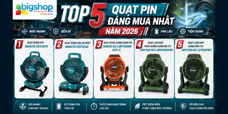 Top 5 quạt pin đáng mua nhất năm 2026