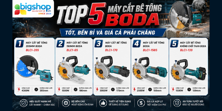 Top 5 máy cắt bê tông BODA tốt, bền bỉ và giá cả phải chăng