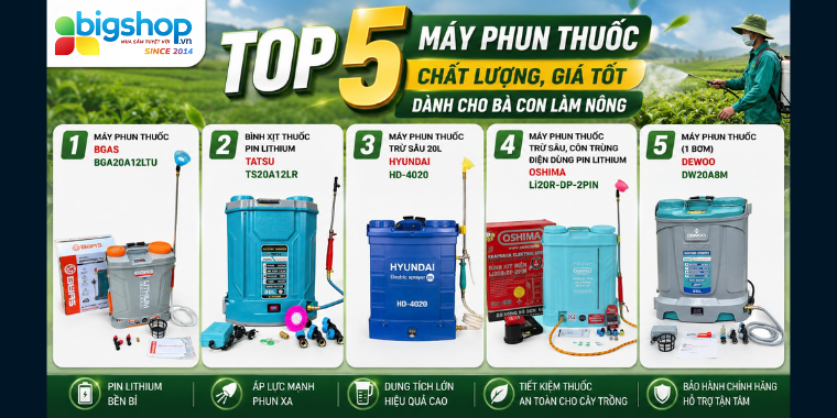 Top 5 máy phun thuốc chất lượng, giá tốt dành cho bà con làm nông