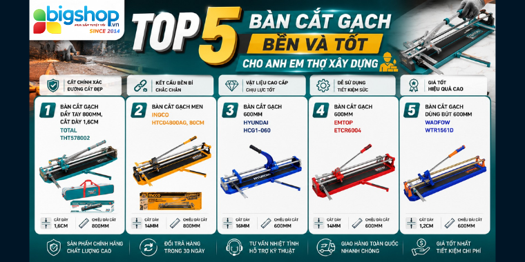 Top 5 bàn cắt gạch bền và tốt cho anh em thợ xây dựng
