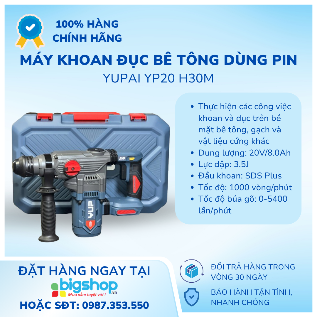 Máy khoan đục bê tông dùng pin YUPAI YP20 H30M