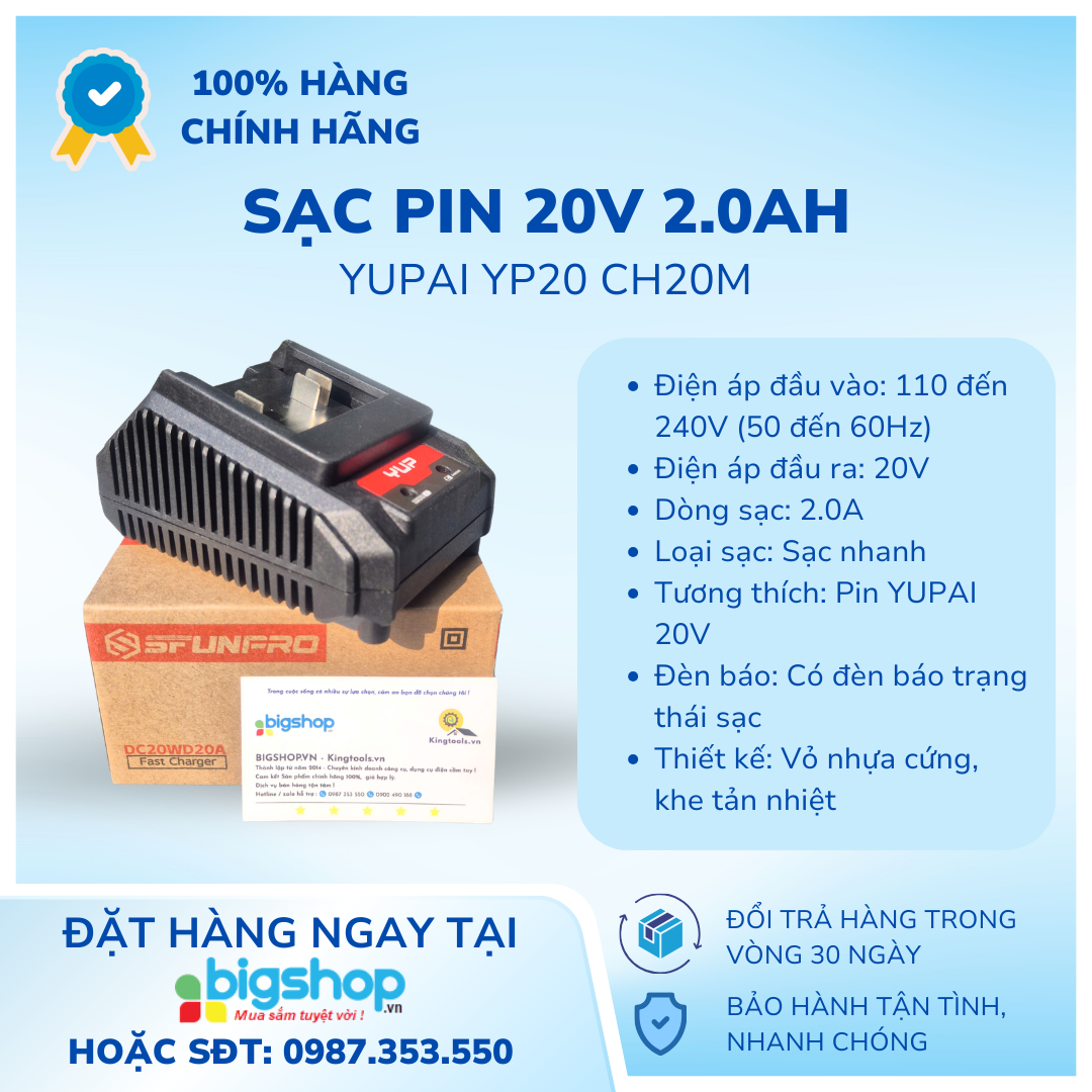 Sạc Pin YUPAI YP20 CH20M, 20V/2AH 