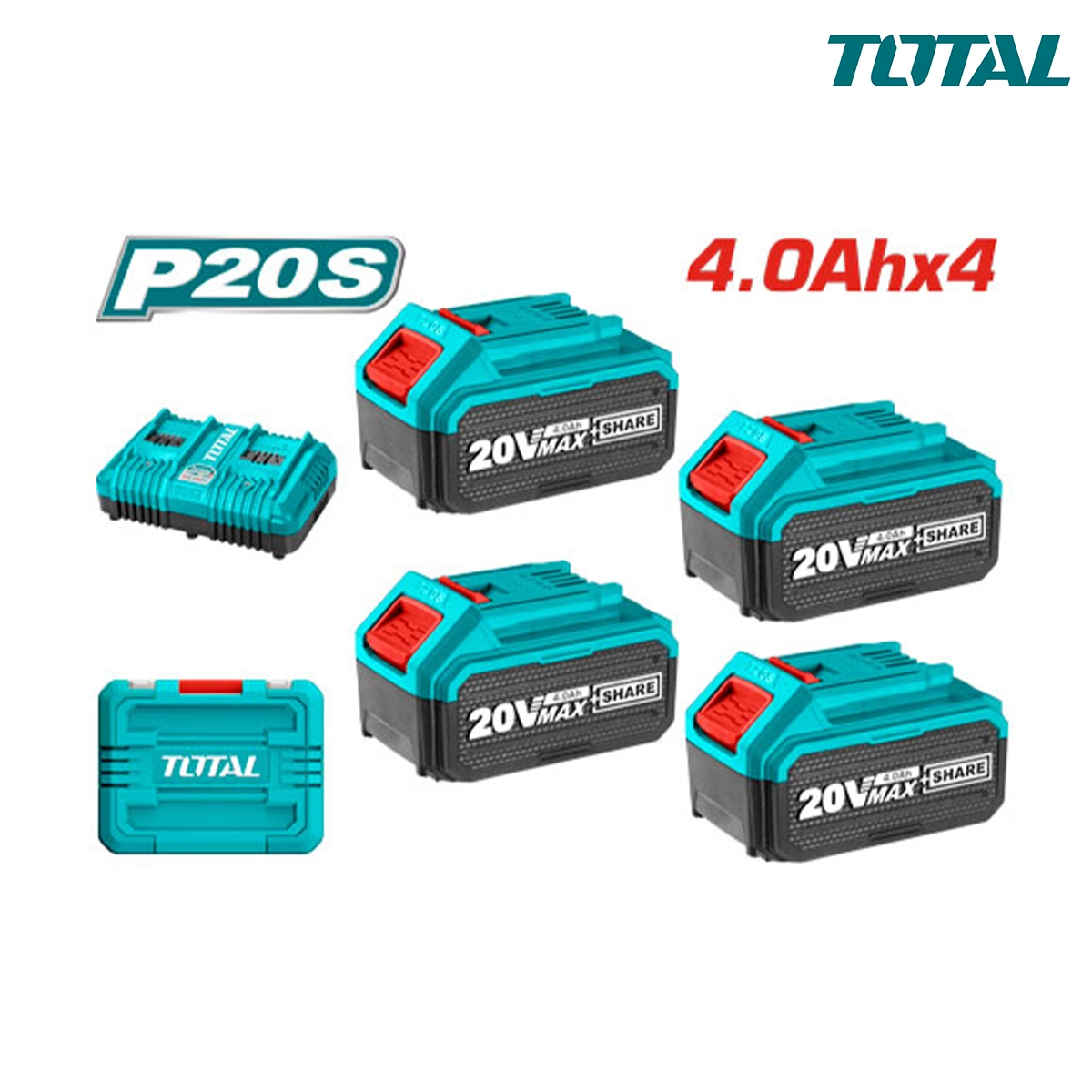 Bộ 4 pin và 1 sạc P20S TOTAL TFBCLI20244