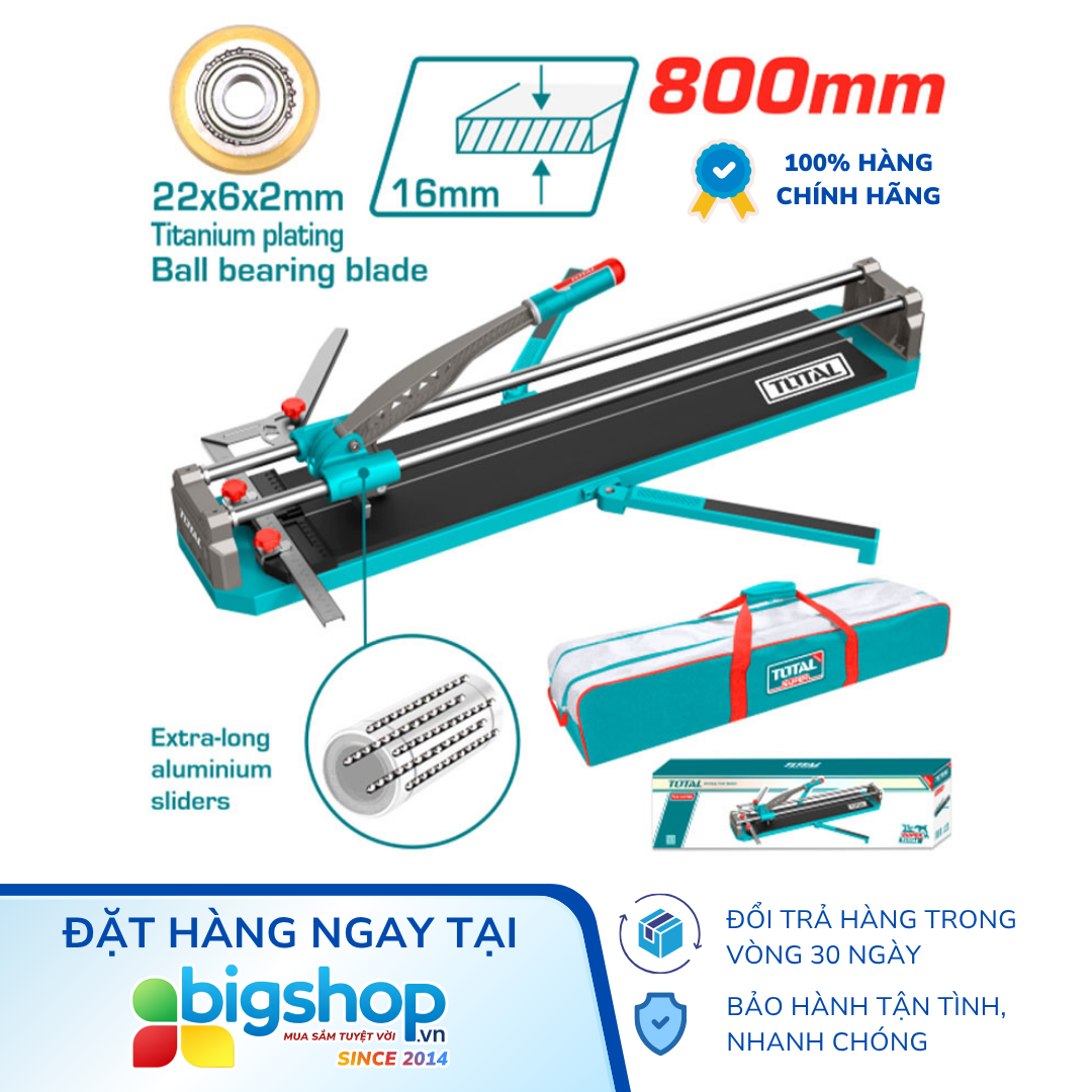 Bàn cắt gạch đẩy tay 800mm, cắt dày 1,6cm TOTAL THT578002