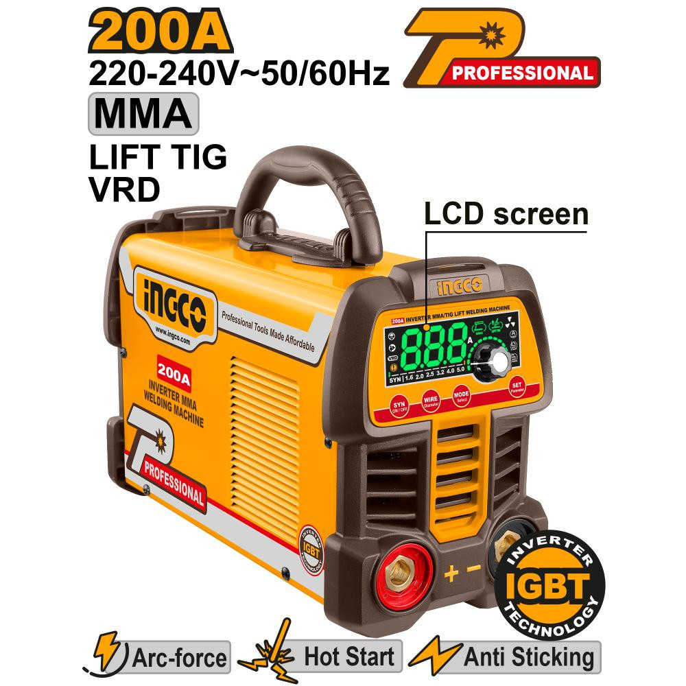 Máy hàn điện tử  MMA/TIG 200A INGCO ING-MMA200691