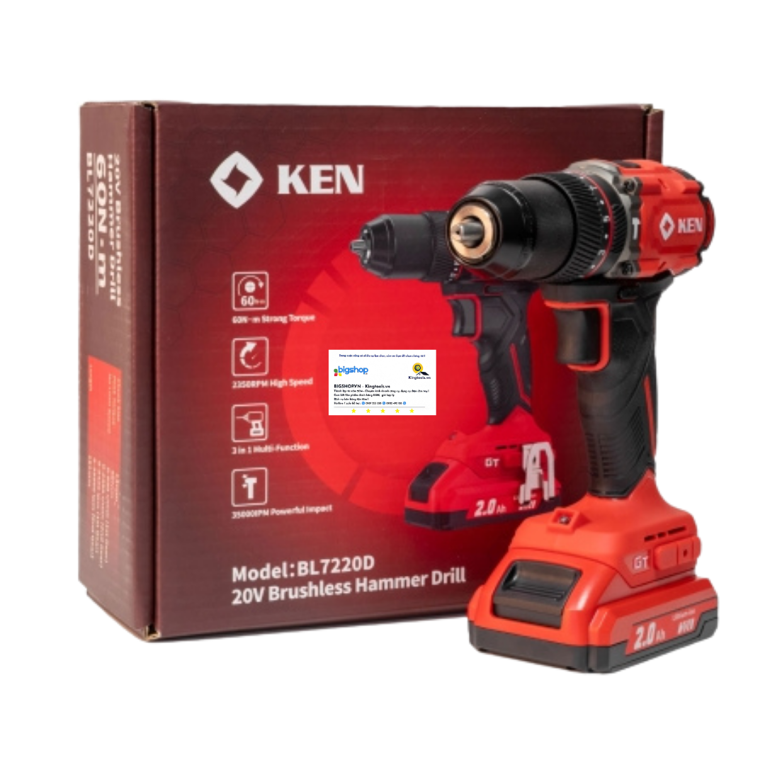 Máy khoan động lực dùng pin 20V KEN BL7220D-20C (13mm)