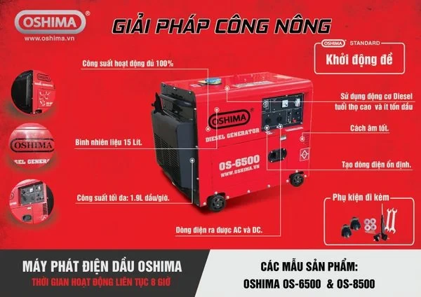 Máy phát điện cs 7kw Oshima OS 8500 