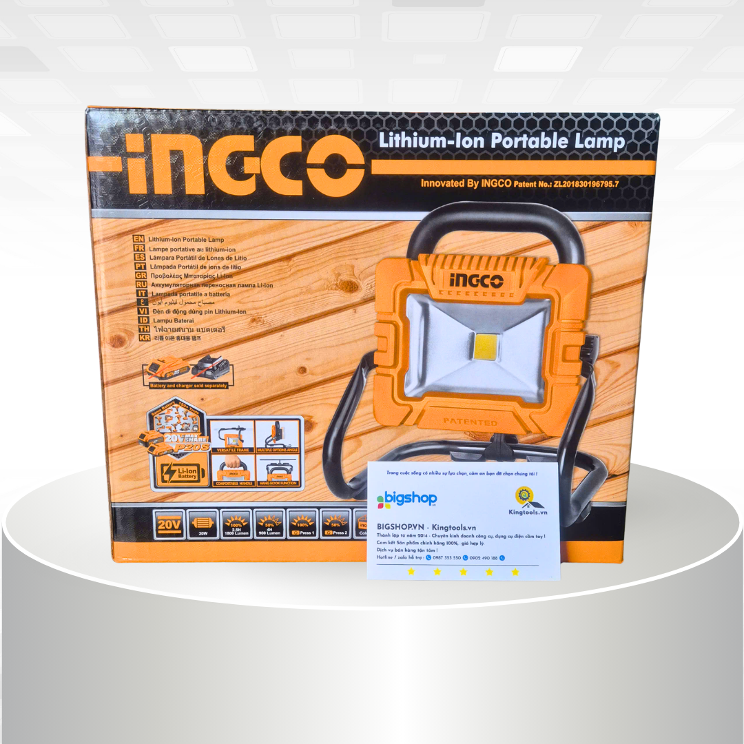 Đèn làm việc dùng pin 20V INGCO CWLI20258 - 1 pin 2.0Ah và sạc