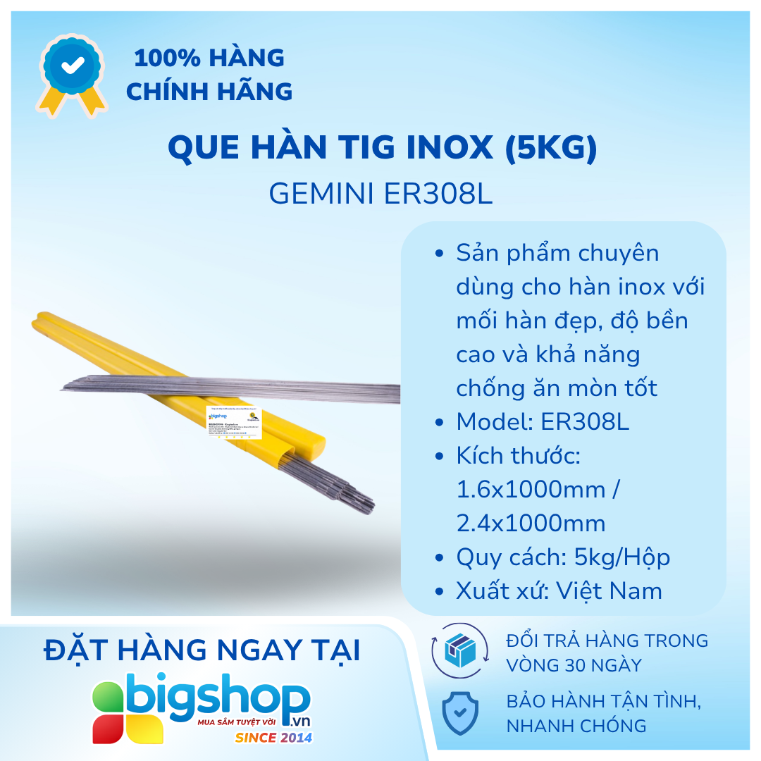 Que hàn TIG inox GEMINI GT-ER308L (5kg)