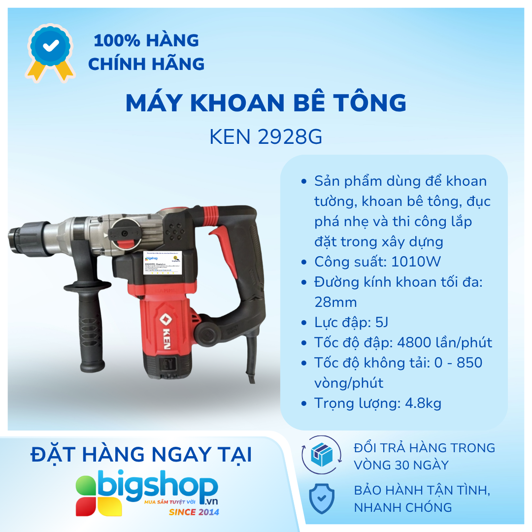 Máy khoan bê tông 28mm KEN 2928G (Công suất 1010W)