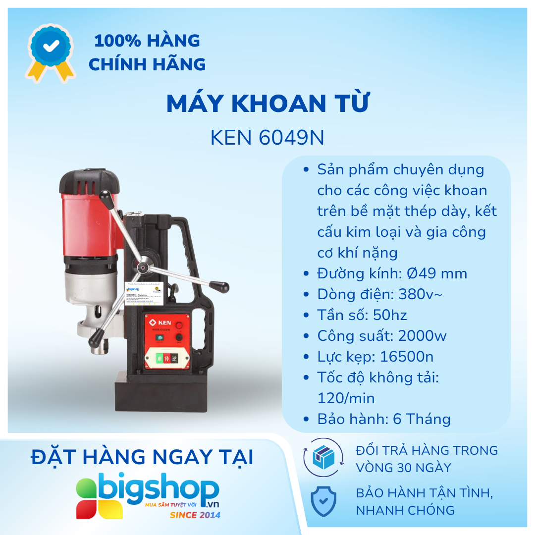 Máy khoan từ 49mm KEN 6049N (Công suất 2000W)