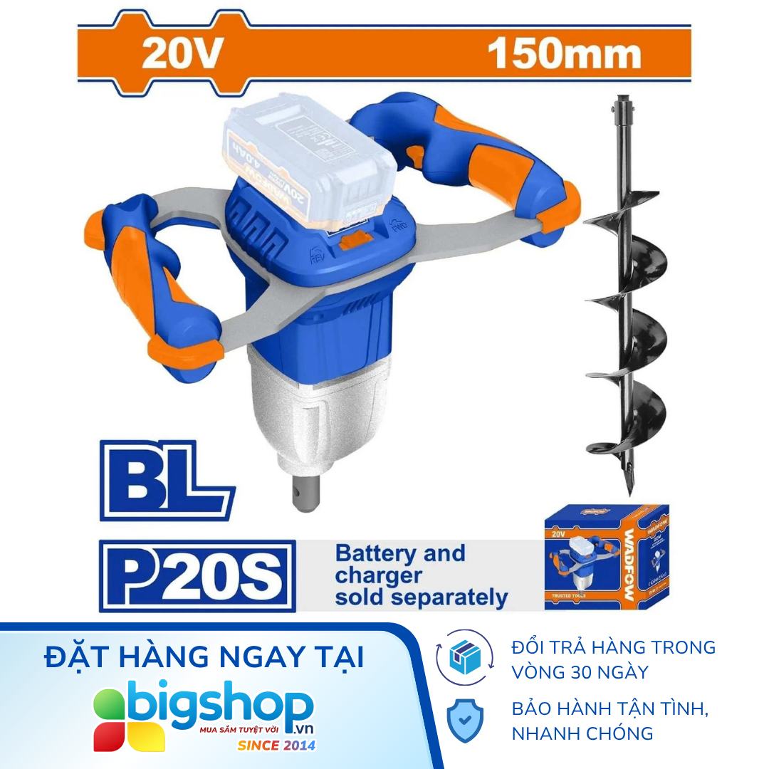 Máy khoan đất dùng pin 20V WADFOW WQE15801 (Chưa bao gồm pin, sạc)