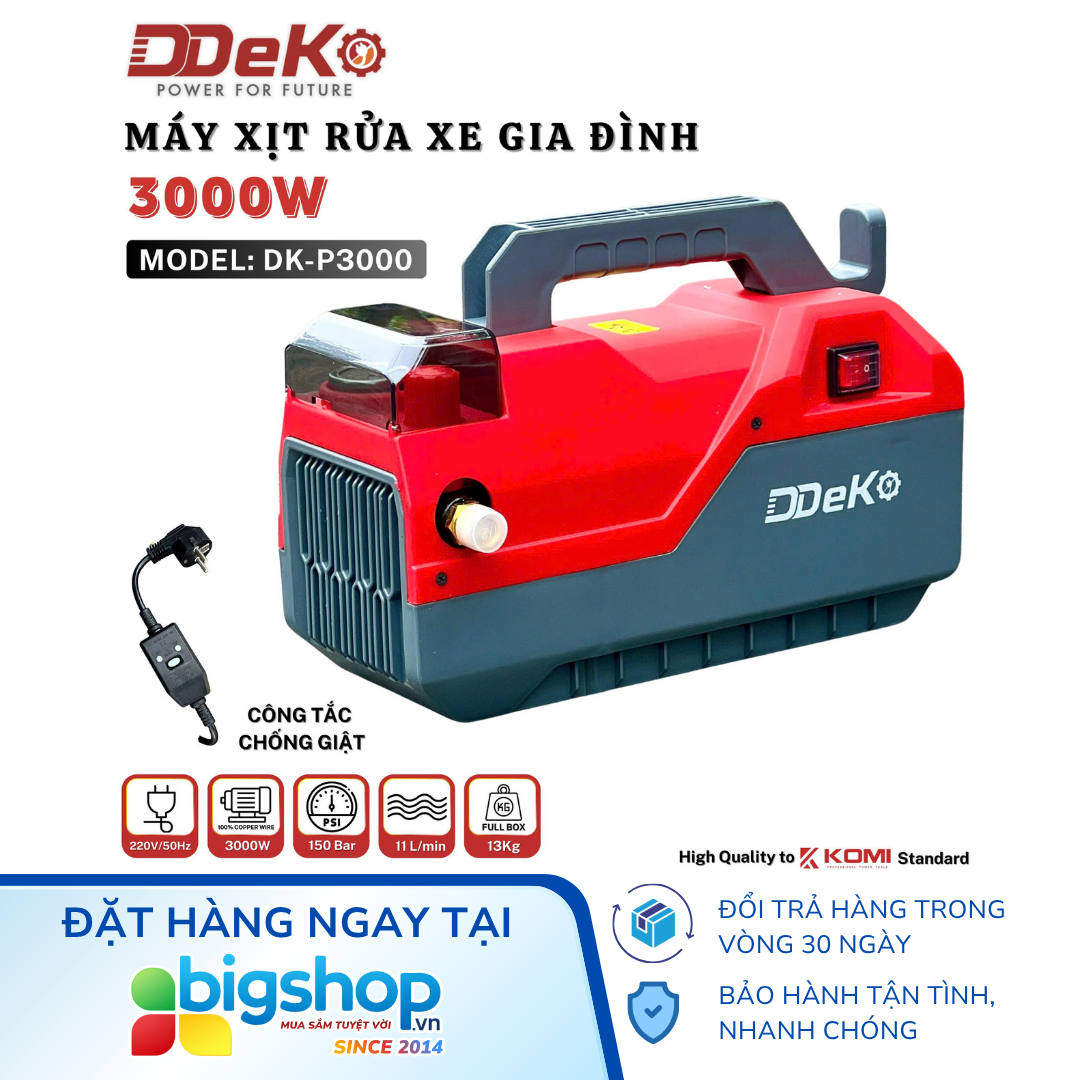 Máy rửa xe DDEKO DK-P3000 (Công suất 3000W)