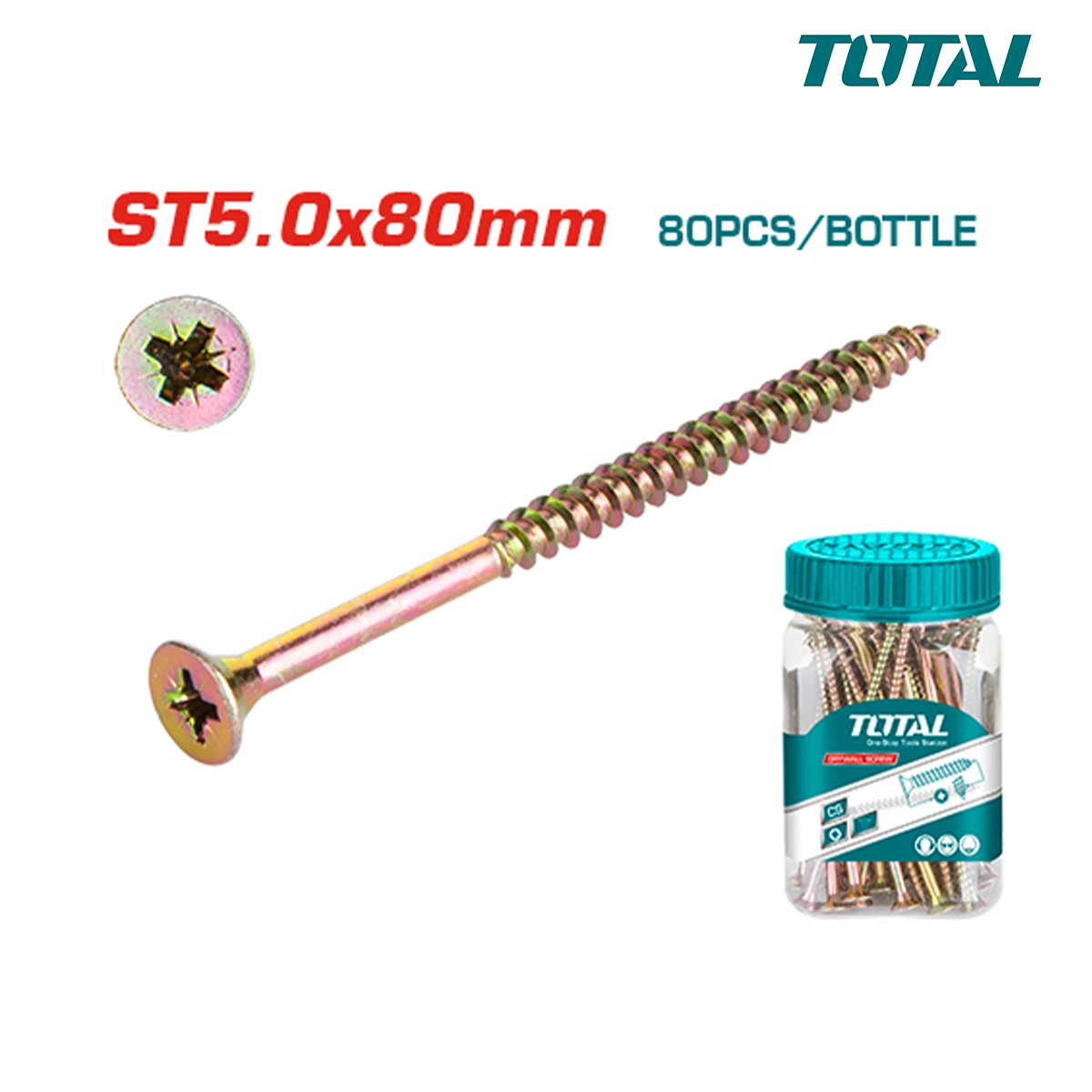 Bộ 80 vít bắt gỗ ST5.0x80mm TOTAL WJBS5008011