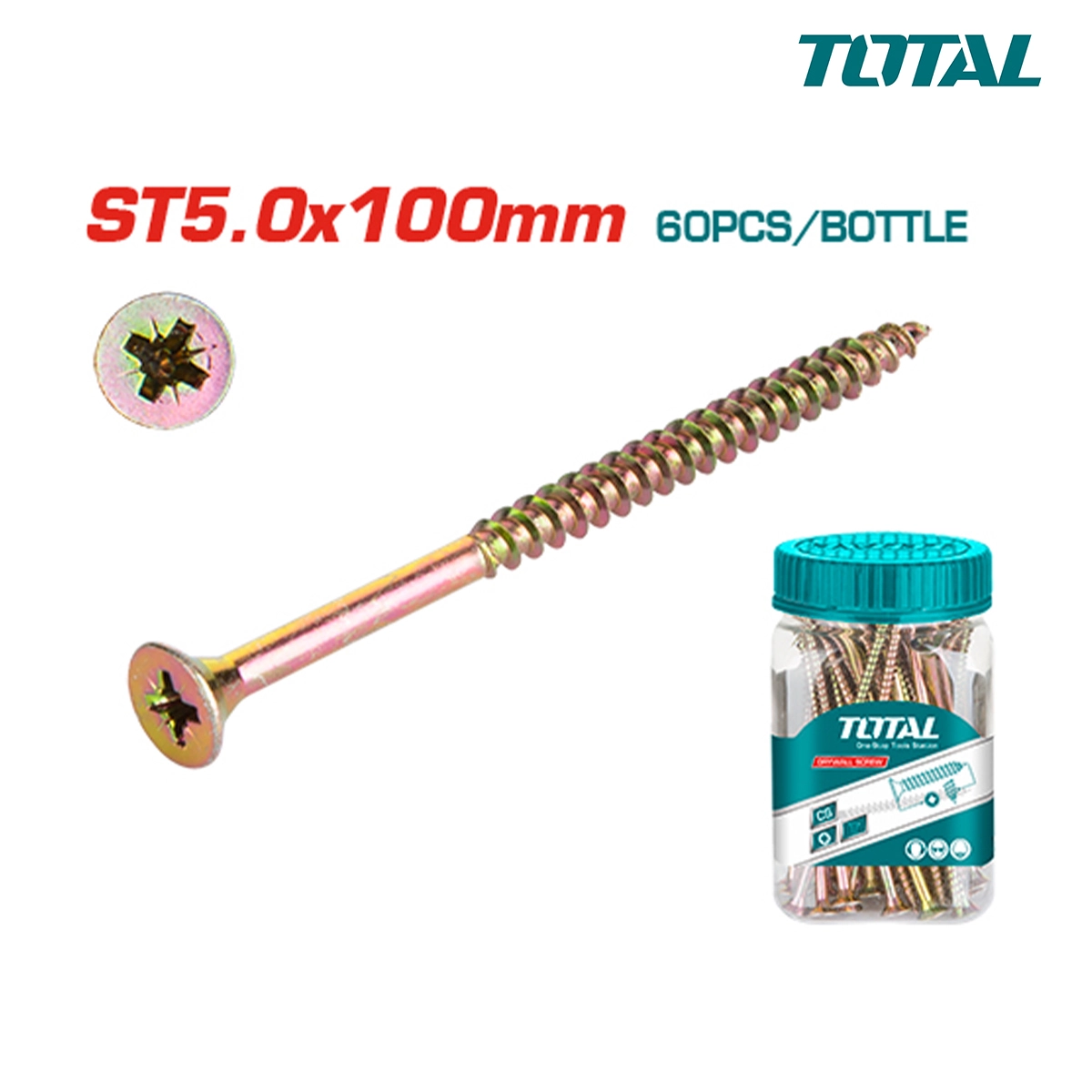 Bộ 60 vít bắt gỗ ST5.0x100mm TOTAL WJBS5010011