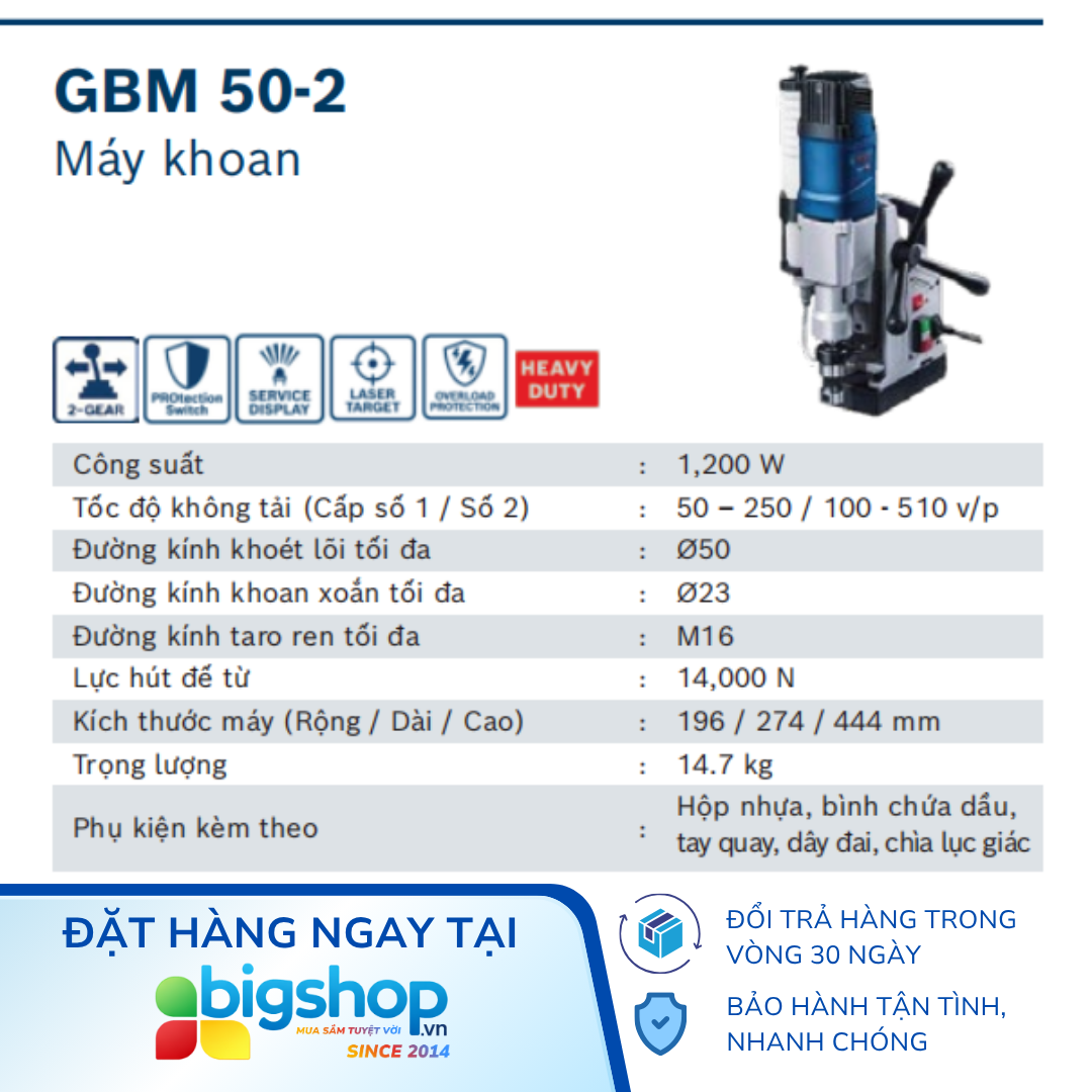 Máy khoan từ Bosch GBM 50-2 (Công suất 1200W)