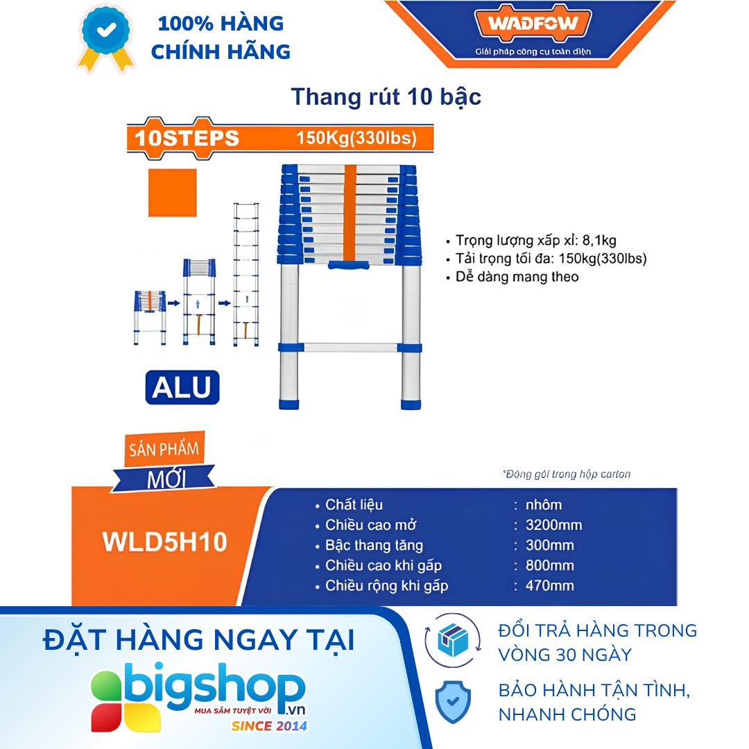 Thang rút 10 bậc WADFOW WLD5H10 (3.2m)
