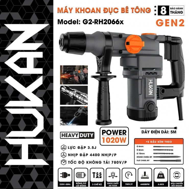 Máy khoan đục (GEN 2) HUKAN G2-RH2066x