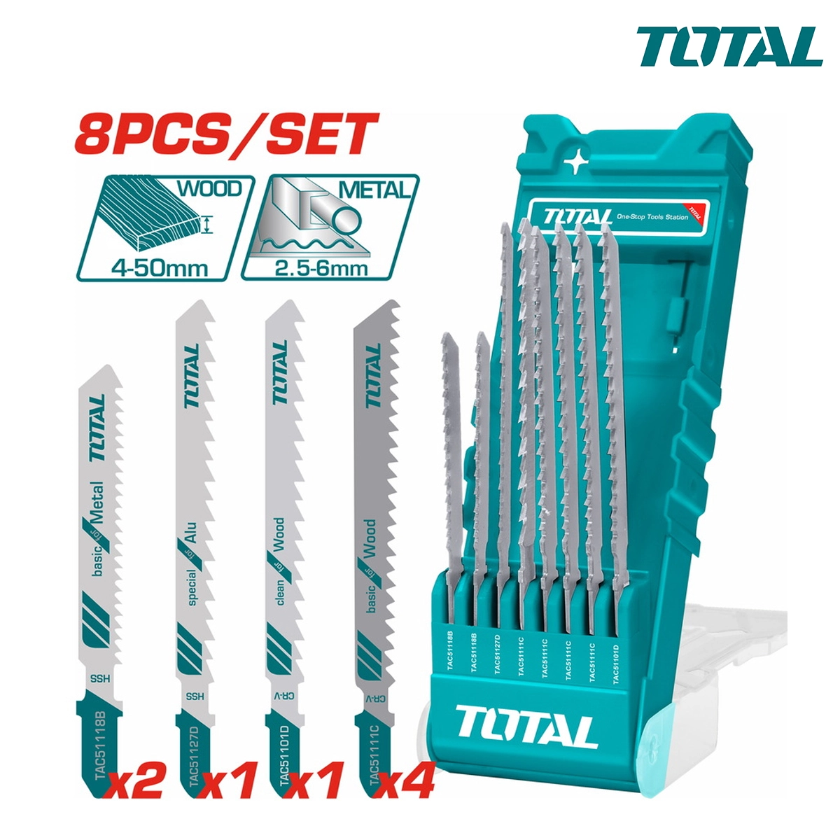 Bộ 8 lưỡi cưa lọng nhôm, gỗ và kim loại TOTAL TACSD7386