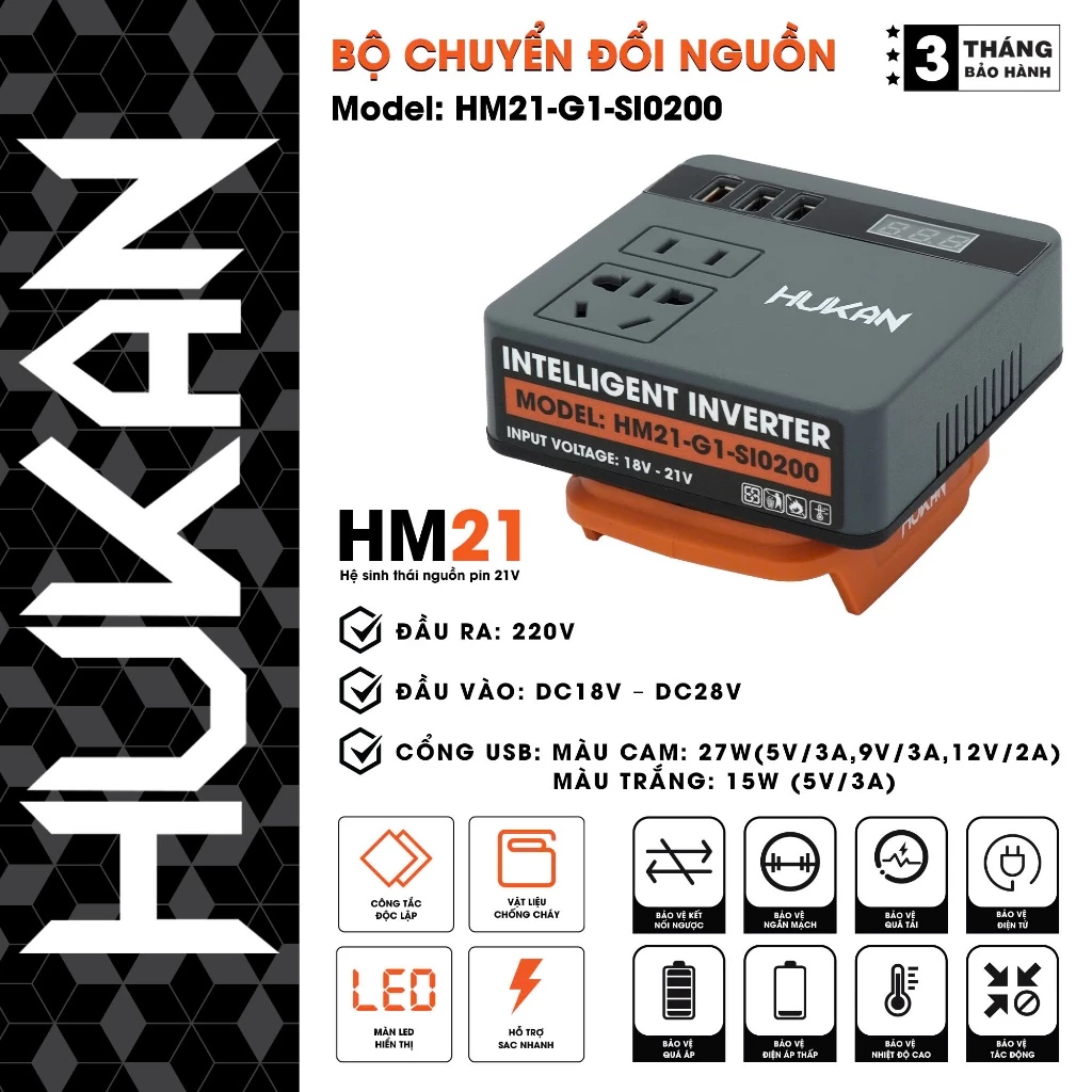 Đế chuyển đổi nguồn điện HUKAN HM21-G1GSI0200