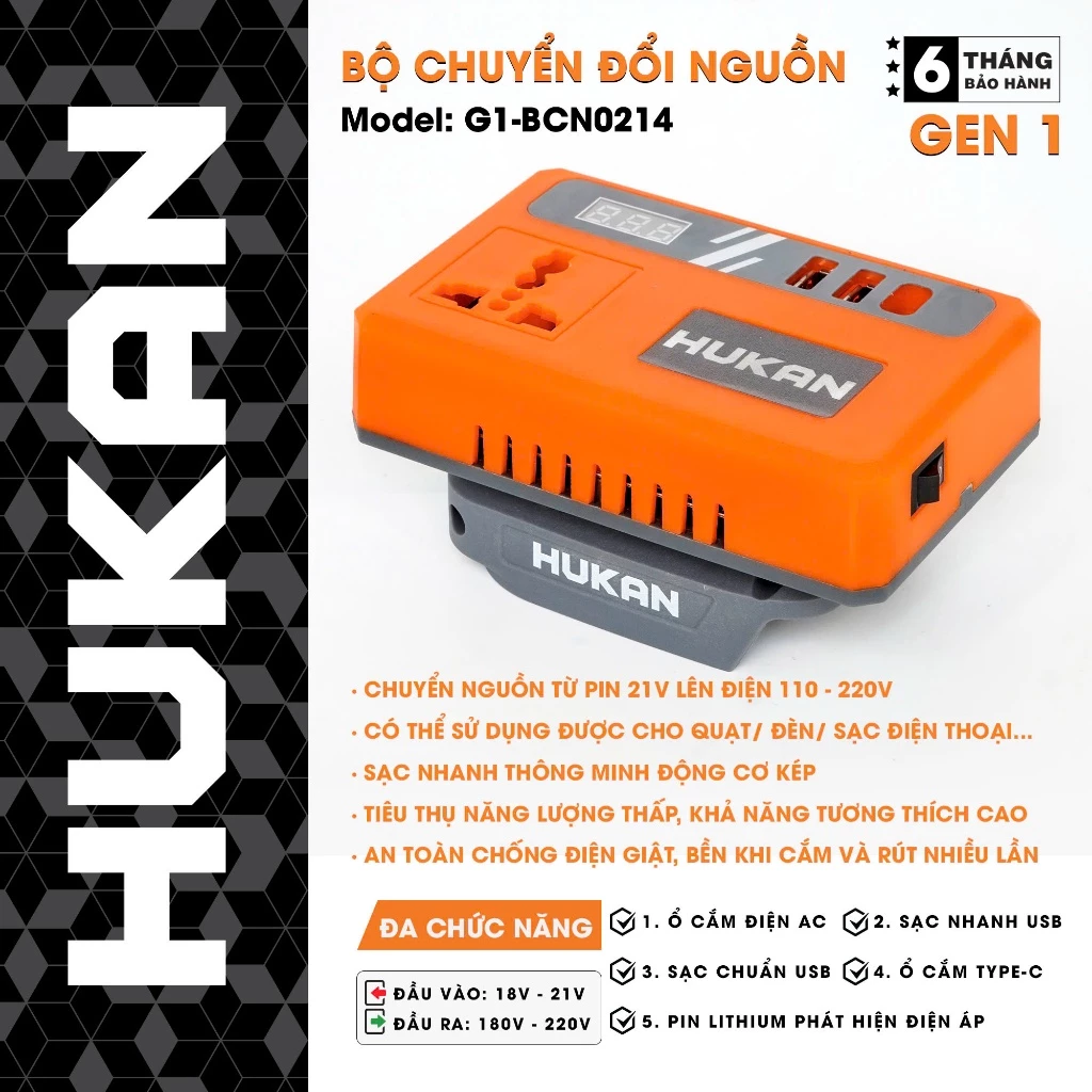 Đế chuyển đổi nguồn điện HUKAN G1-BCN0214