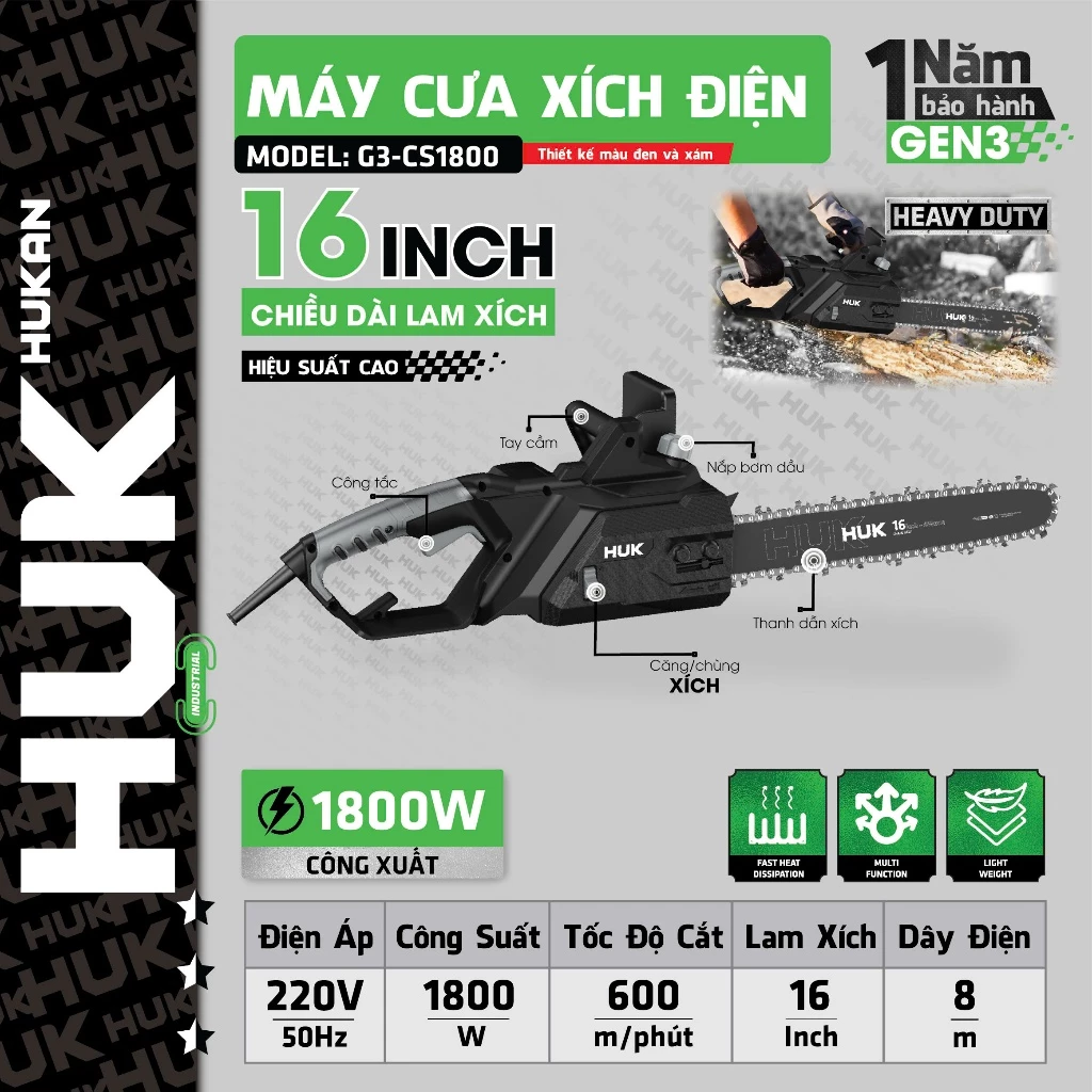 Máy cưa xích điện HUKAN G3-CS1800