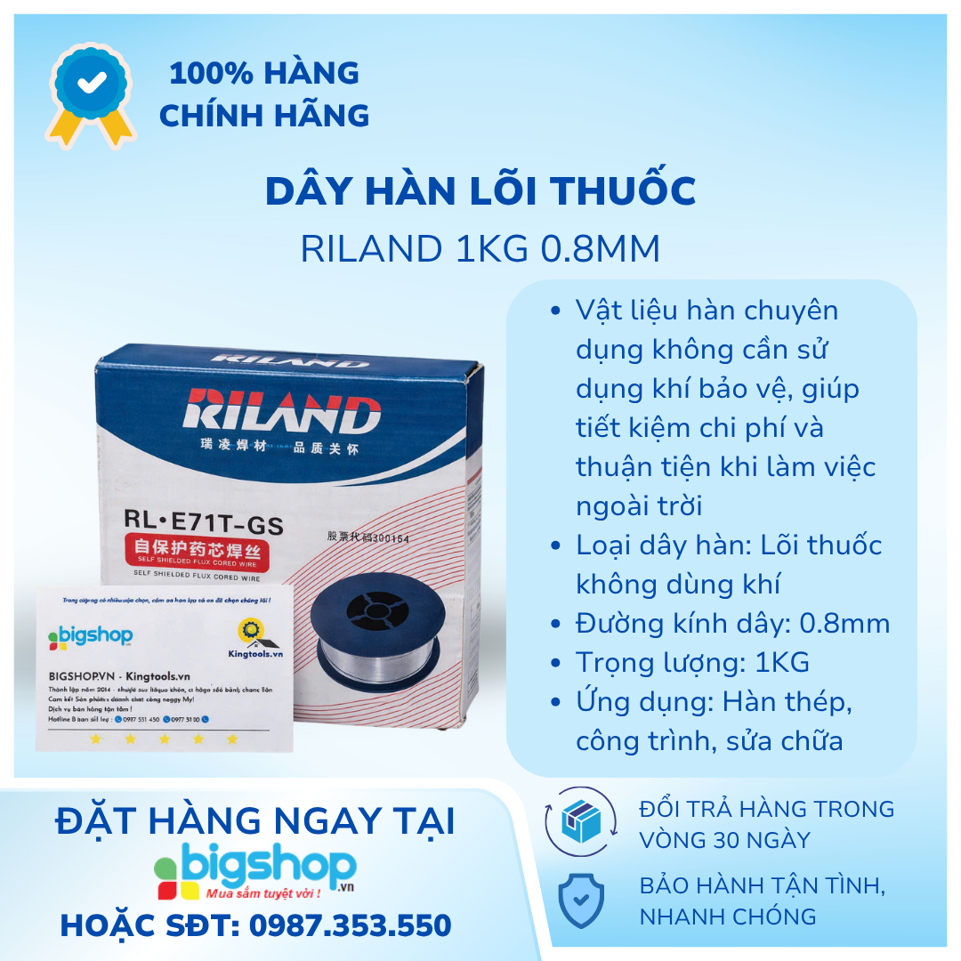 Dây hàn lõi thuốc RILAND 1KG 0.8MM 