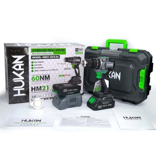 Máy khoan pin 3 chức năng đầu 10mm HUKAN HM21-G2X-K6