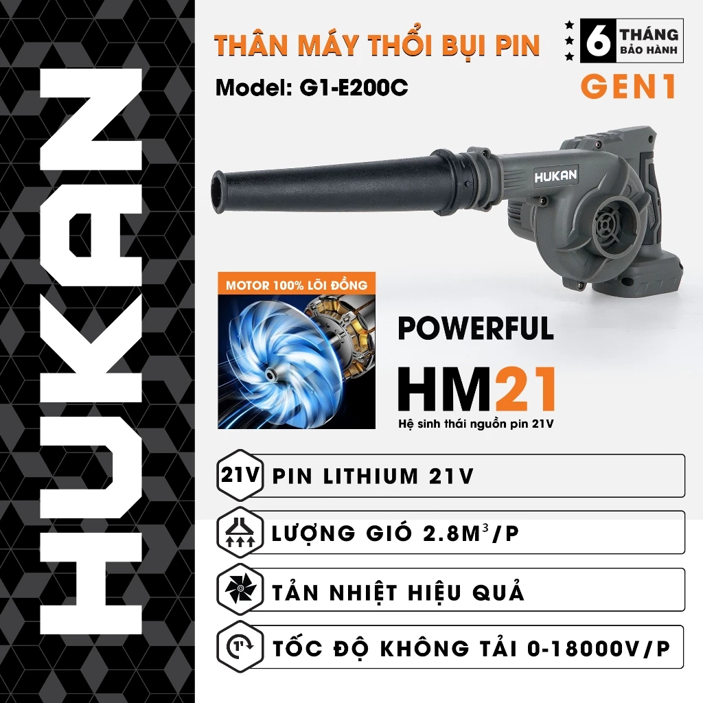 Máy hút thổi bụi pin HUKAN G1-E200C