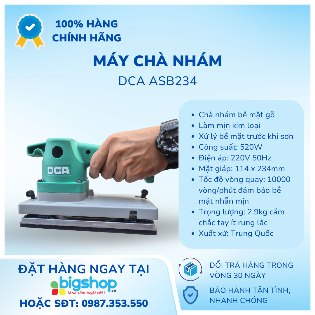 Máy chà nhám rung 520W DCA ASB234 114x234mm