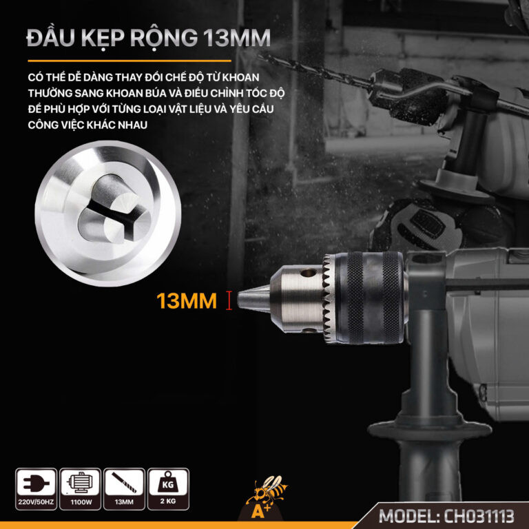 Máy khoan đầu 13MM kèm búa COROLLA CH031113