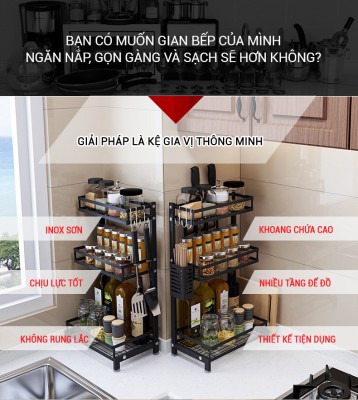 Kệ gia vị 2 tầng lắp ghép thông minh