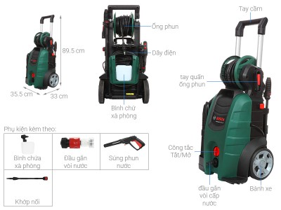 Máy phun xịt rửa áp lực cao Bosch Advanced Aquatak 140 