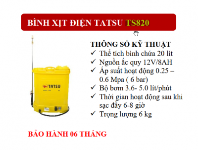 Bình xịt phun thuốc chạy điện Tatsu TS820 - 20 lít