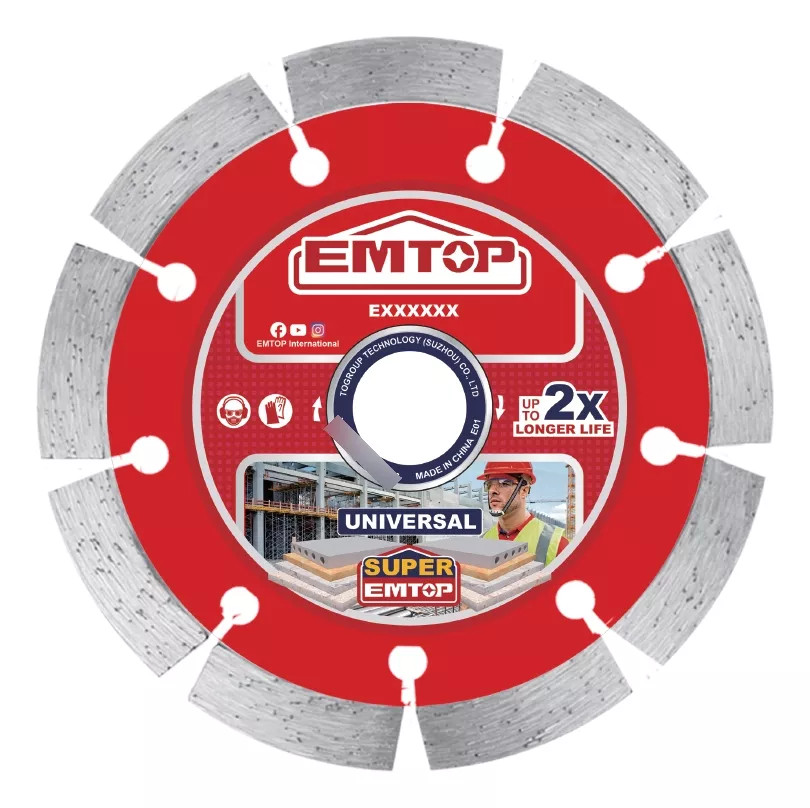 Đĩa cắt gạch khô EMTOP EDDC011801 180mm – Lưỡi rộng 12mm