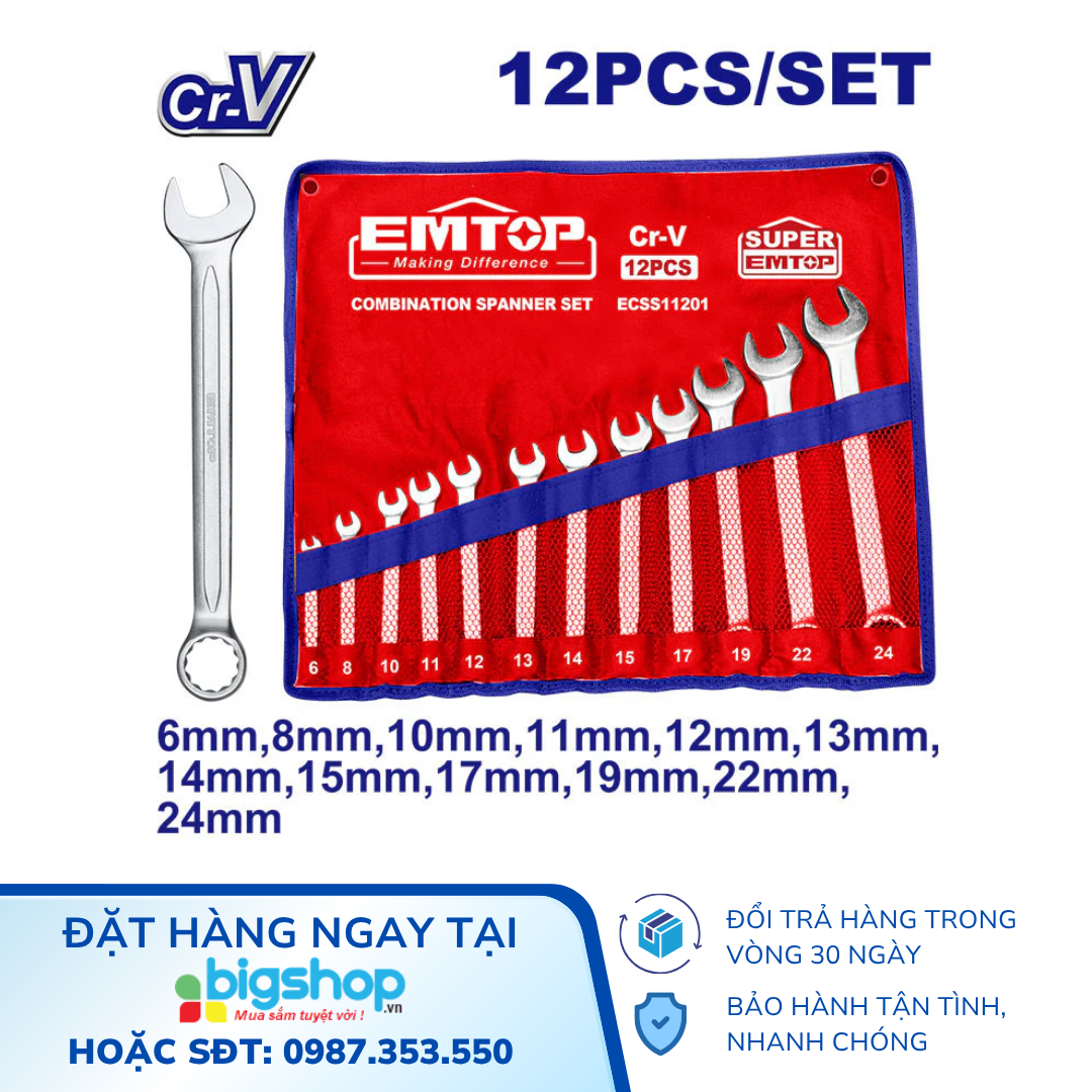 Bộ cờ lê vòng miệng 6-24mm EMTOP ECSS11201