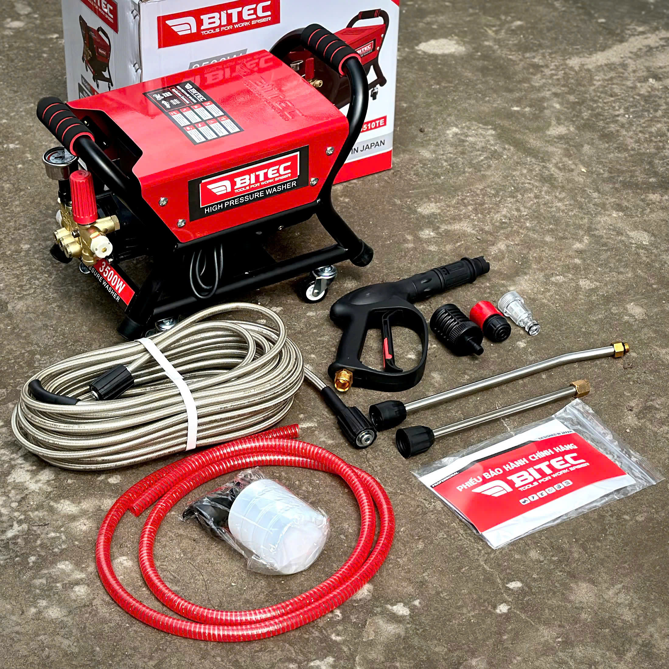 Máy xịt rửa xe Chỉnh Áp BITEC  BT3510TE- 3500W - motor từ lõi đồng