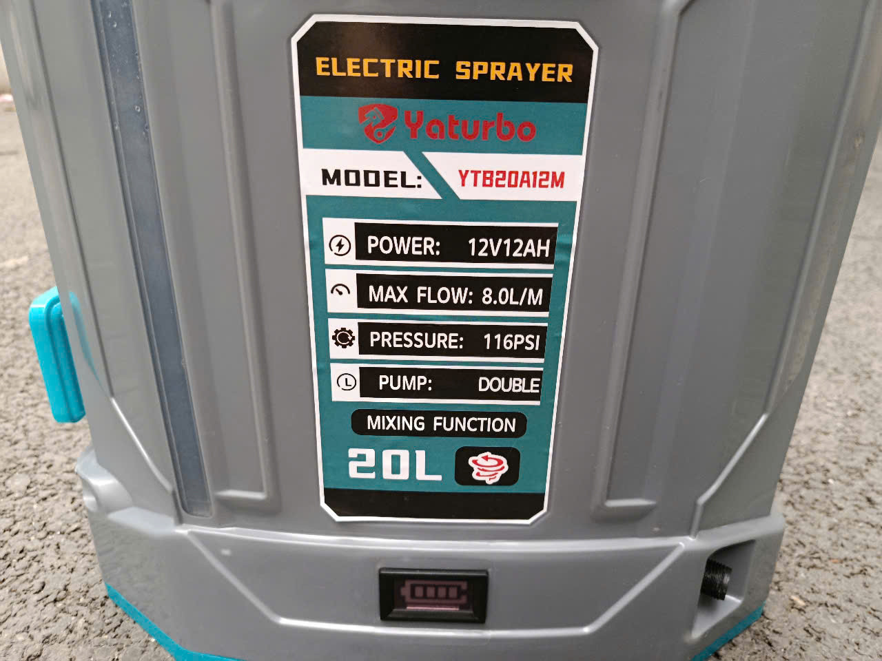 Bình Xịt Điện 2 Bơm Đảo Thuốc Yaturbo YTB20A12M, 20L, ắc quý 12V/12AH