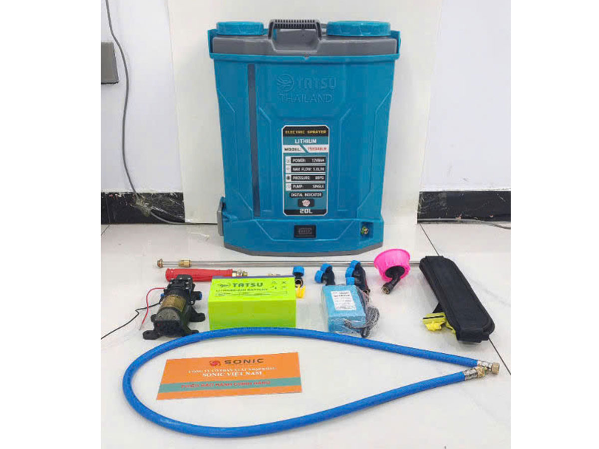 Bình xịt điện 12V TATSU TS20ABLR 20 lít – Pin Lithium 12V/8AH chính hãng