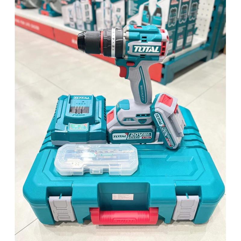Máy khoan TOTAL không chổi than 96Nm dùng pin 20V TIDLI20968