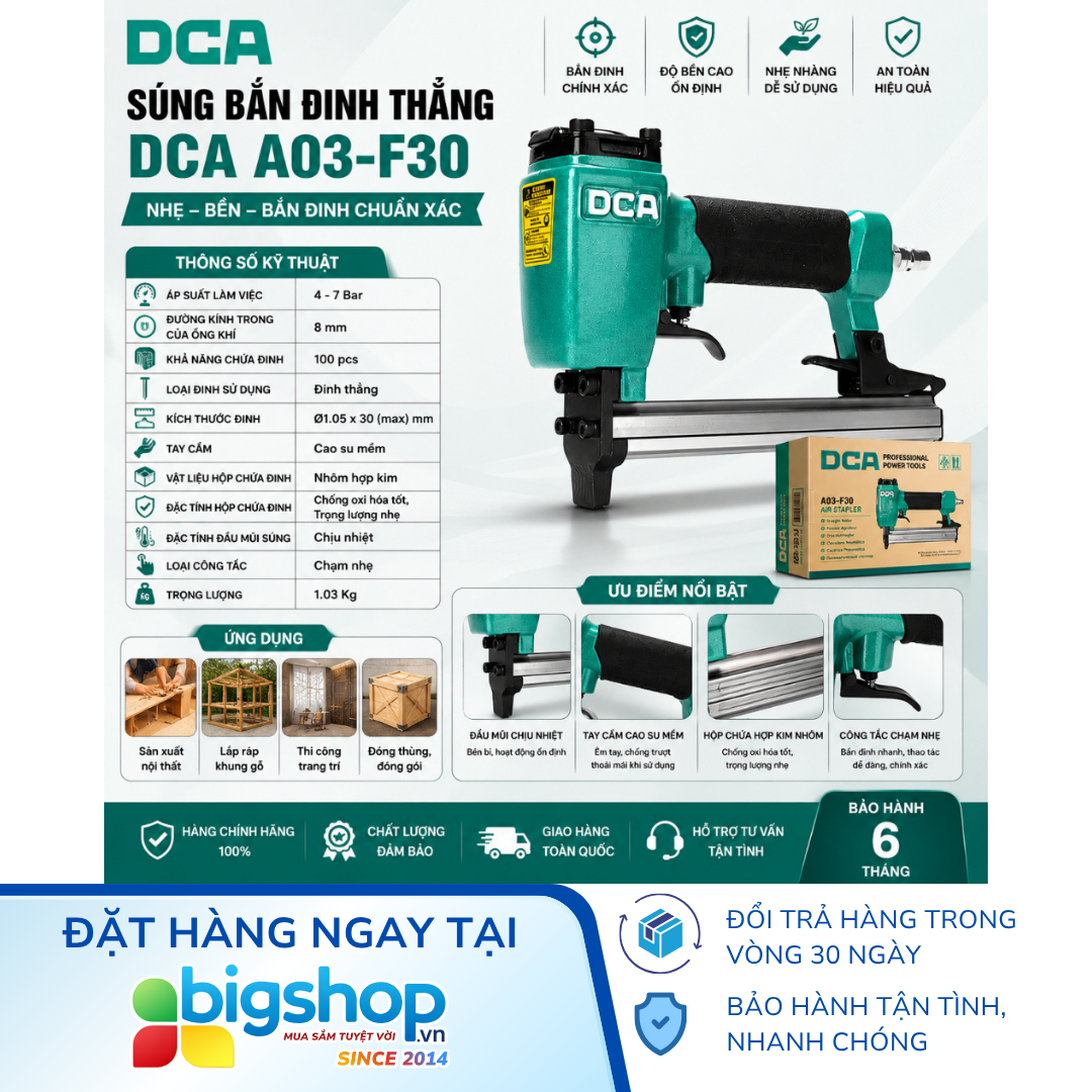 Súng bắn đinh thẳng dùng hơi DCA A03-F30 (Đinh 3cm)