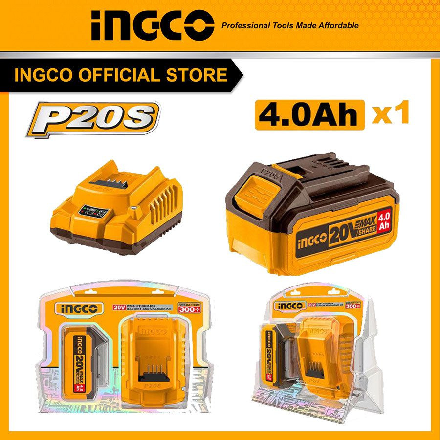 Bộ pin 20V 4.0Ah và sạc nhanh INGCO FBCPK1214 